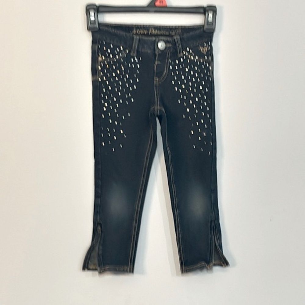 Justice | Premium Bling Girls Stretch Cropped Dark Wash Blue Denim Jeans